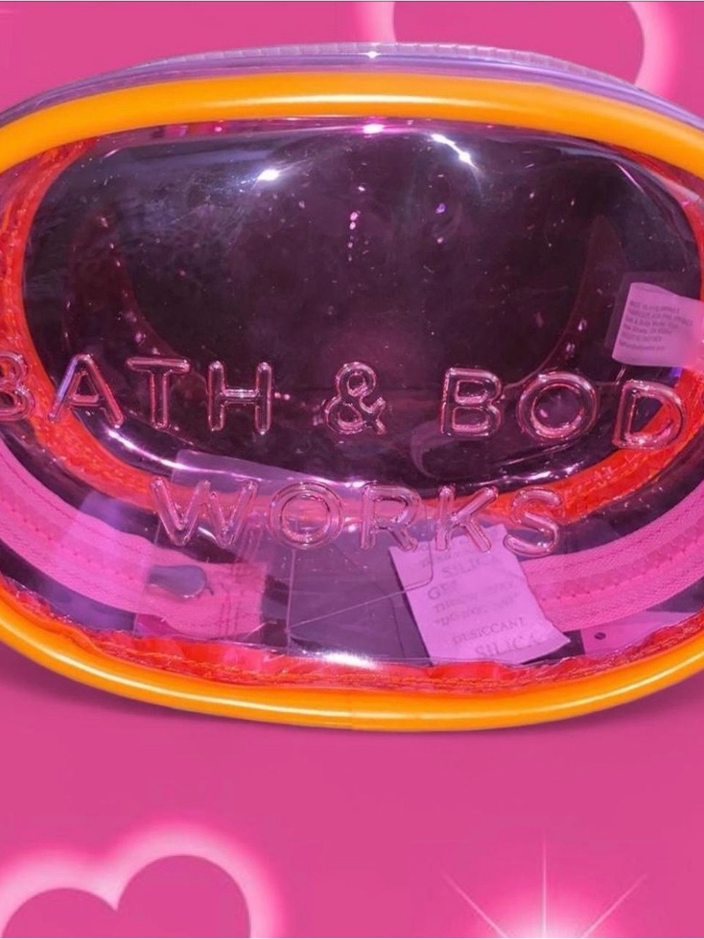Bath & Body Works Pink and Orange Clear Cosmetic Pouch